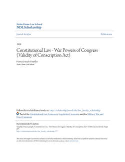 Constitutional Law - War Powers of Congress (Validity of