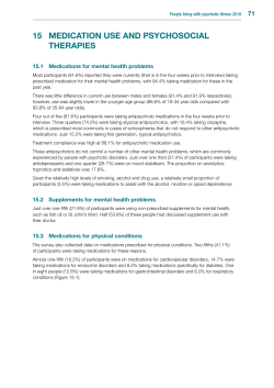 15 MEDICATIOn UsE AnD PsYCHOsOCIAL THERAPIEs