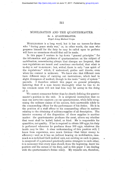 M`OBILISATION AND THE QUARTERMASTER. MOBILISATION is a