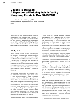 A Report on a Workshop held in Veliky Novgorod, Russia in May