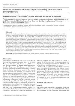 Detection Thresholds for Phenyl Ethyl Alcohol