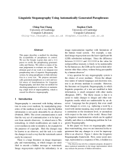 Linguistic Steganography Using Automatically Generated