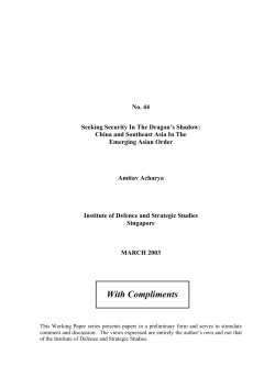 China and Southeast Asia: Security Aspects