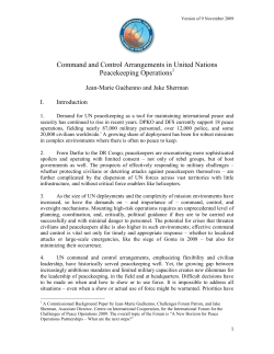 Command and Control Arrangements in UN Peacekeeping Operations