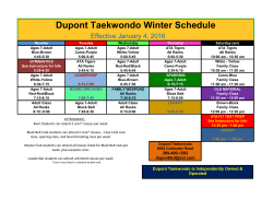 Dupont Taekwondo Winter Schedule