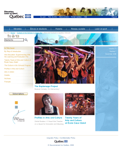 Arts and Culture in Qu&eacute;bec Schools