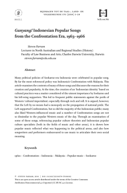 Ganyang! Indonesian Popular Songs from the Confrontation Era