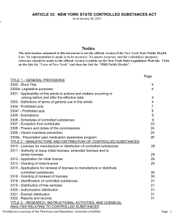 Article 33: New York State Controlled Substances Act