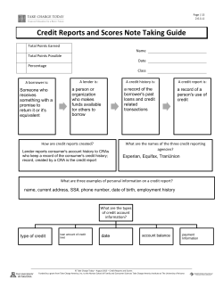 Credit Reports and Scores Note Taking Guide