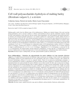 Cell wall polysaccharides hydrolysis of malting barley