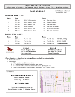 GAME SCHEDULE GIRLS 6th GRADE DIVISION