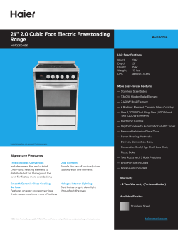 24" 2.0 Cubic Foot Electric Freestanding Range