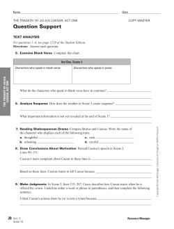 Julius Caesar - Act I Further Reading Questions, Holt McDougal