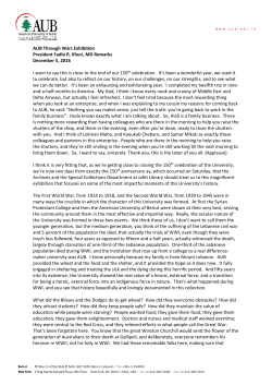 AUB Through Wars Exhibition - December 5, 2016