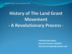 The Land Grant Movement - An Evolutionary Process