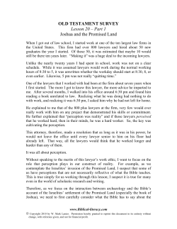 OLD TESTAMENT SURVEY Lesson 20 &ndash; Part 1