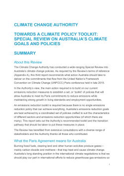 climate change authority towards a climate policy toolkit