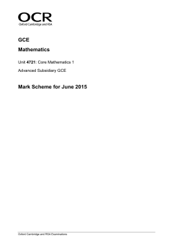 Mark scheme - Unit 4721 - Core mathematics 1 - June