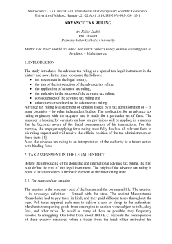 ADVANCE TAX RULING