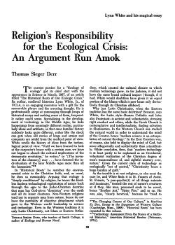 Religion`s Responsibility for the Ecological Crisis