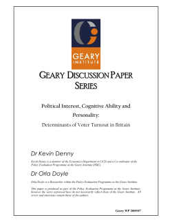 Determinants of Voter Turnout in Britain By Kevin Denny and
