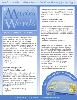 Marie`s Words` Testimonials - Visual Vocabulary for All Ages