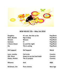 NEW MUSIC CDs &ndash; May 3rd 2016