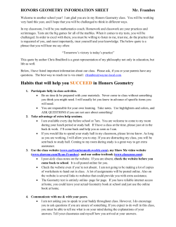 Habits that will help you SUCCEED in Honors Geometry