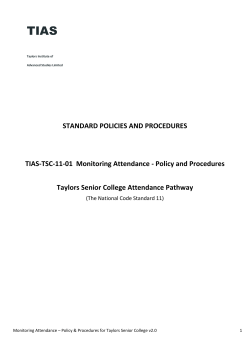 Policy and Procedures Taylors Senior College