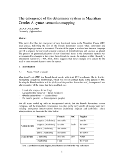 The emergence of the determiner system in Mauritian Creole: A
