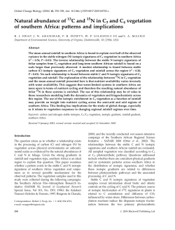 Natural abundance of C and N in C3 and C4 vegetation of southern