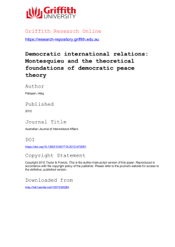 Democratic international relations: Montesquieu and the theoretical