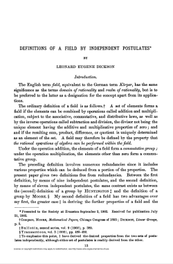 definitions of a field by independent postulates