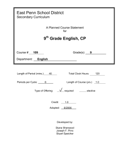 9th Grade English, CP - East Penn School District