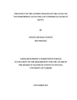 THE EFFECT OF THE LENDING POLICIES ON THE LEVELS OF