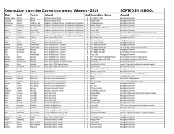 2015 SORTED BY SCHOOL - Connecticut Invention Convention