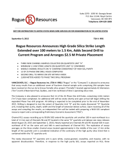Rogue Resources Announces High Grade Silica