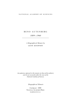 Biographical Memoir - National Academy of Sciences