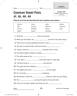 Common Vowel Pairs ai, ay, ee, ea