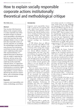 How to explain socially responsible corporate actions institutionally