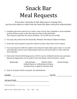 Snack Bar Meal Requests