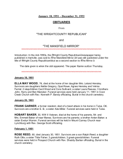 January 18, 1951 &ndash; December 31, 1953 OBITUARIES