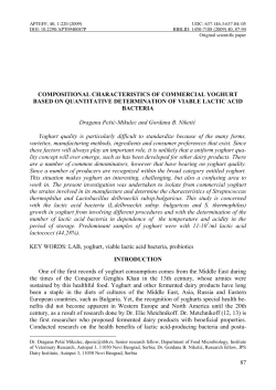 Compositional characteristics of commercial yoghurt