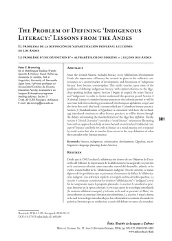 The Problem of Defining `Indigenous Literacy:` Lessons from the Andes