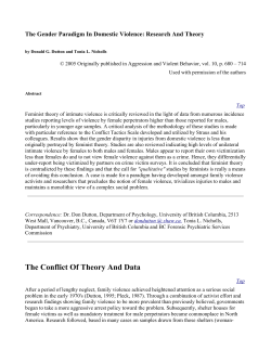 The Gender Paradigm In Domestic Violence: Research And Theory