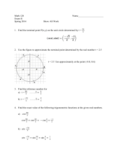 Math 128 Name_____________________ Exam II Spring 2014