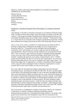 Digital Tools and the Management of Australian Desert Aboriginal