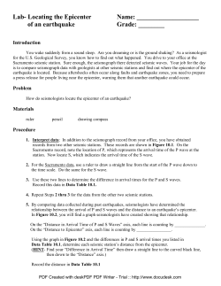 Lab- Locating the Epicenter Name: of an earthquake Grade
