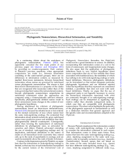 Points of View Phylogenetic Nomenclature