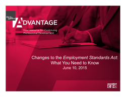 Changes to the Employment Standards Act